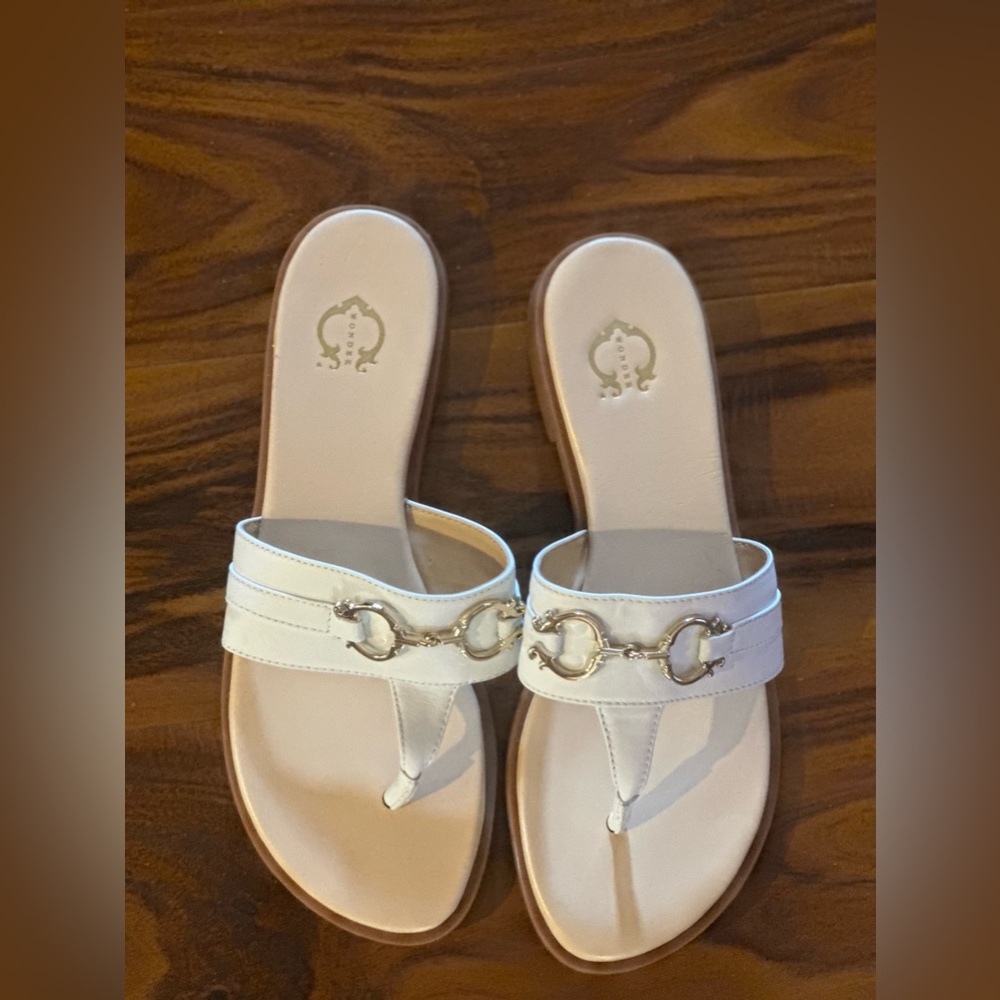 C. Wonder Size 6.5M Annabelle White Leather Thong Sandals New A276759